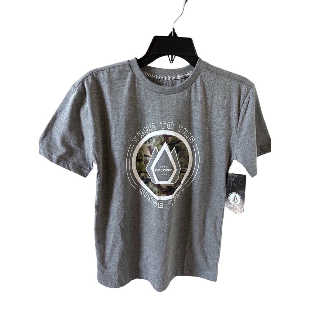 Volcom Link Fill Short Sleeve T-Shirt Heather Gray Boy's size L 14 New